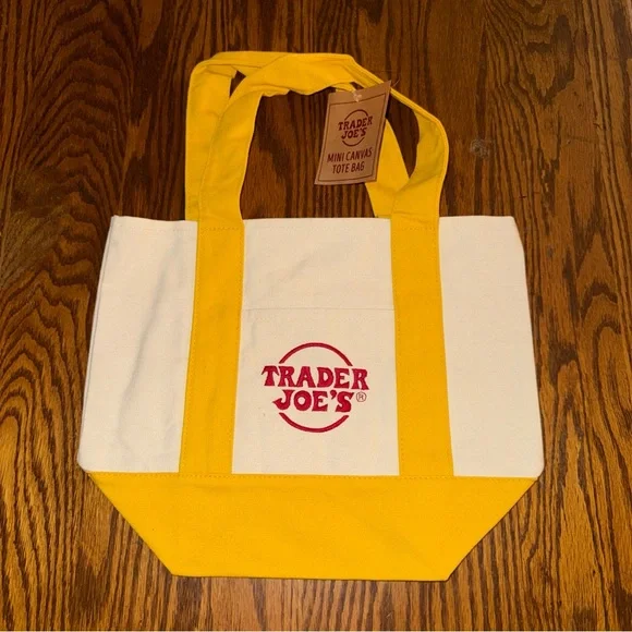 Trader Joe's Mini Canvas Tote Bag Set Of 4 Red Blue Green Yellow New - Picture 8 of 8